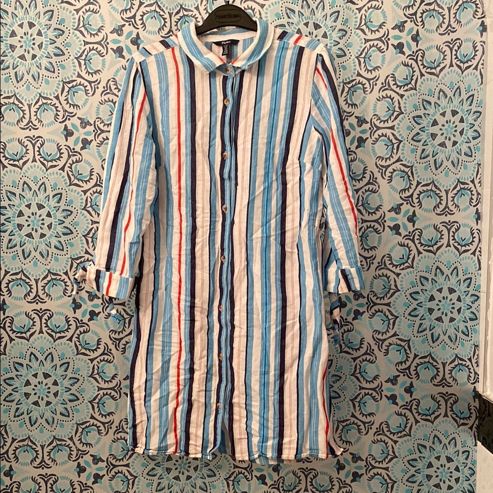 Women’s Hatley Striped Button Up Shirt Dress - Small